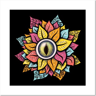 Colorful Reptile Eye Flower Fun Weird Digital Art Posters and Art